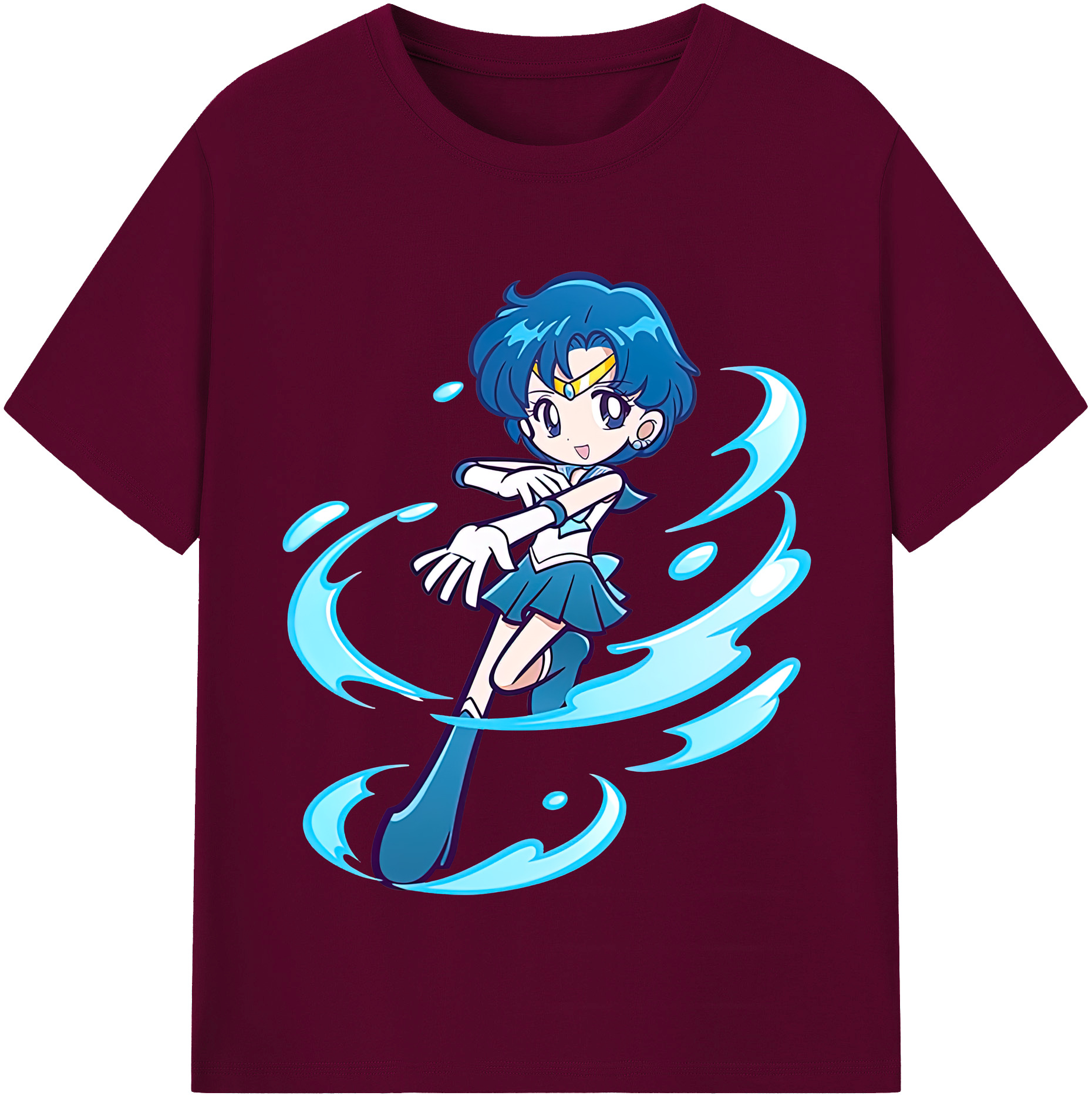 （画像用） 美少女戦士セーラームーン 水野 亜美 みずの あみ Sailor Moon Mizuno Ami レディースカジュアルプリントTシャツ（綿100％）